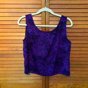 Sleeveless top, purple, sz 12P. Floral pattern